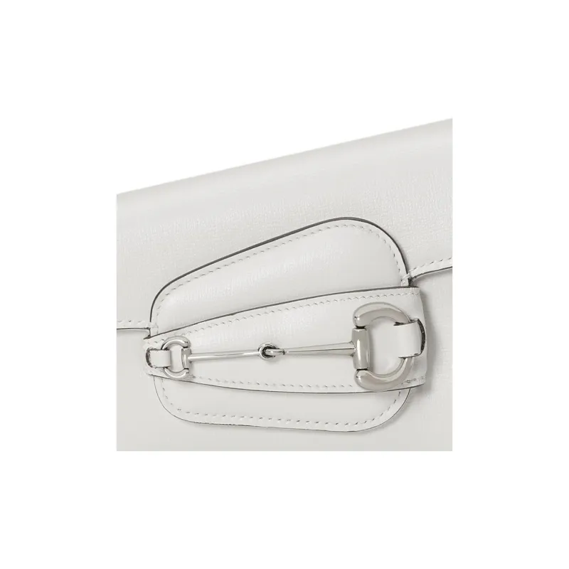 GUCCI Horsebit 1955 Leather Handbag, Shoulder Bag Women's White-8