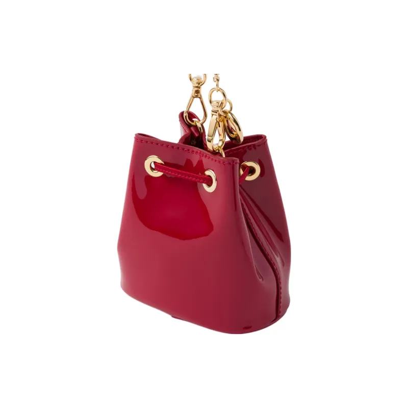 PRADA Patent Leather One Shoulder Crossbody Clutch Mini Women's Cherry Red-3