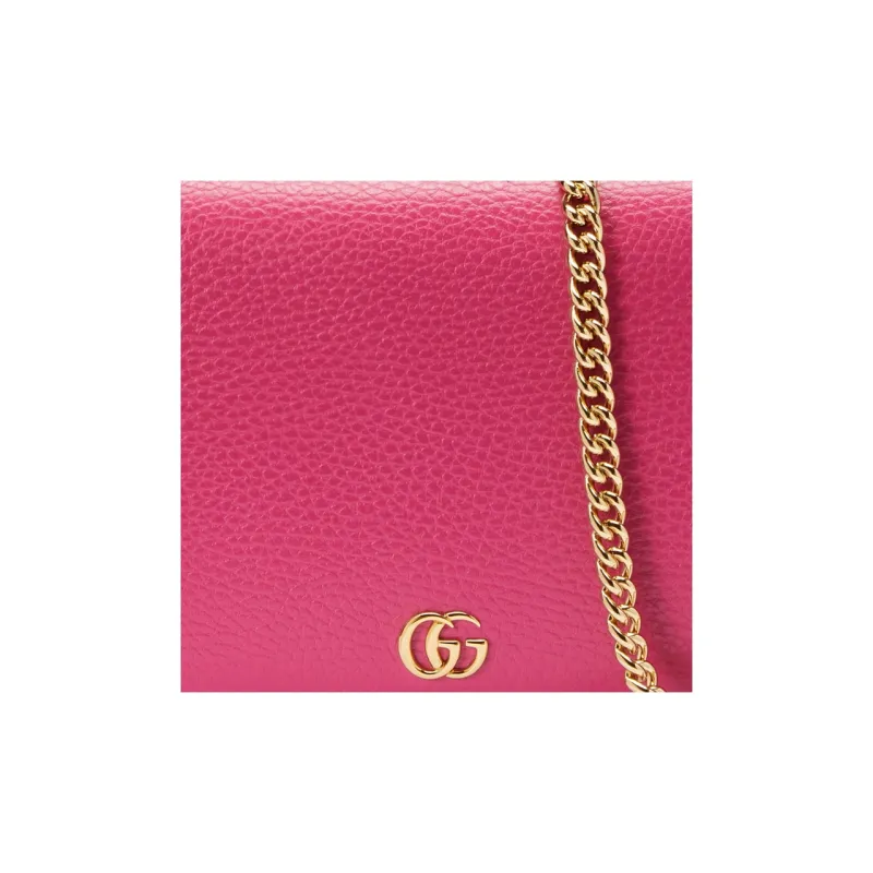 GUCCI GG Marmont Leather Shoulder Bag Crossbody Bag Wallet Mini Women's Fuchsia-7
