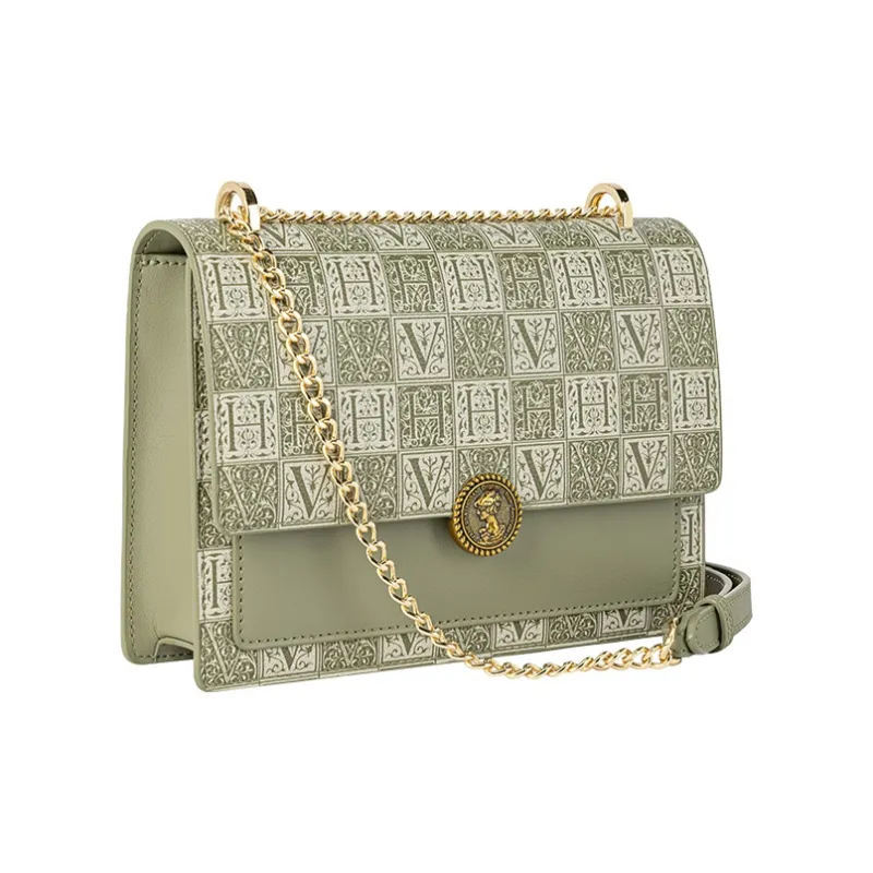 VANESSA HOGAN Cow Leather Shoulder Bag Crossbody Bag Women's Apricot/Green-1