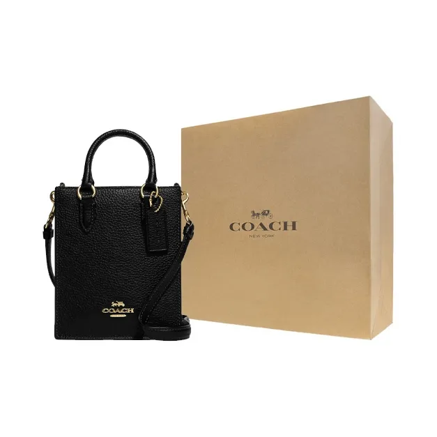 COACH N/S Pebbled Leather Tote Bag Shopping Bag Handbag Shoulder Bag Crossbody Bag Mini Women's Black-5