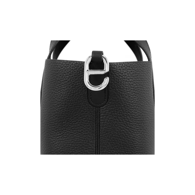 HERMES In The Loop Clemence Bullhide With Swift Calfskin Basket Bag, Bucket Bag, Handbag Regular Women's Black-4