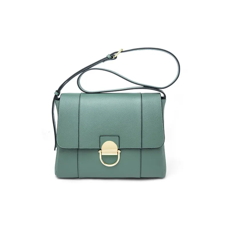 Espin Top Grain Cow Leather Small Square Bag Shoulder Bag Medium Size Women's Black/Khaki/Lake Green/Gold Brown-7