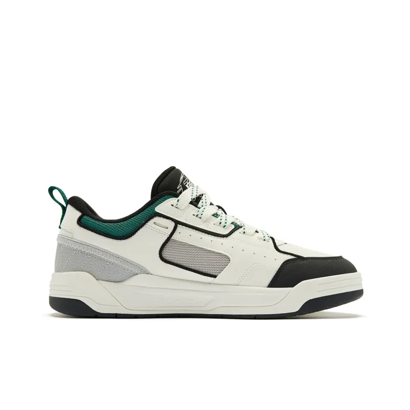 QIAODAN Anti Slip Wear Resistant Low Top Skateboard Shoes Men's Ivory Clover Green-1