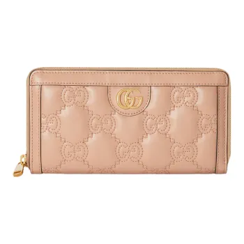 GUCCI GG Matelassé Leather Wallet Small Size Women's Rose Beige