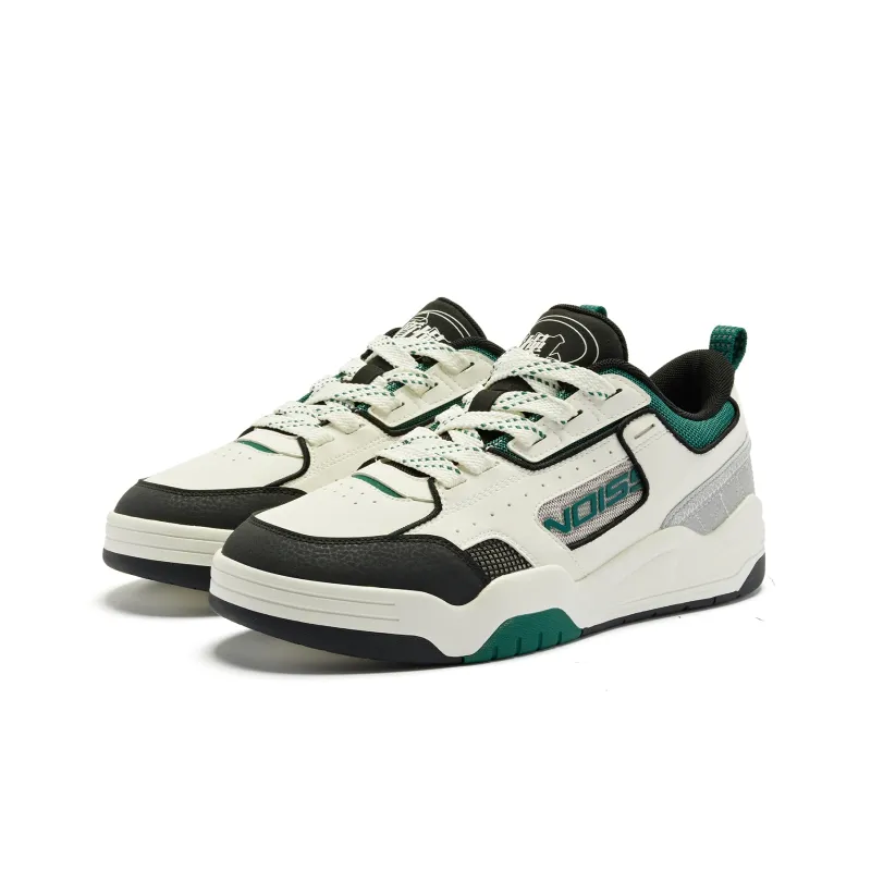 QIAODAN Anti Slip Wear Resistant Low Top Skateboard Shoes Men's Ivory Clover Green-2