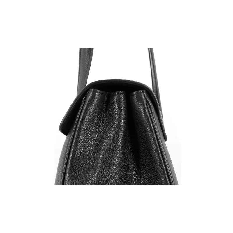CELINE SOFT 16 Cow Leather Portable Crossbody Bag, Shoulder Bag Women's Black-6
