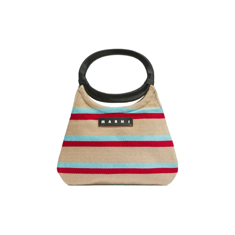 MARNI Cotton Handbag Women's Beige & Red & Blue-0