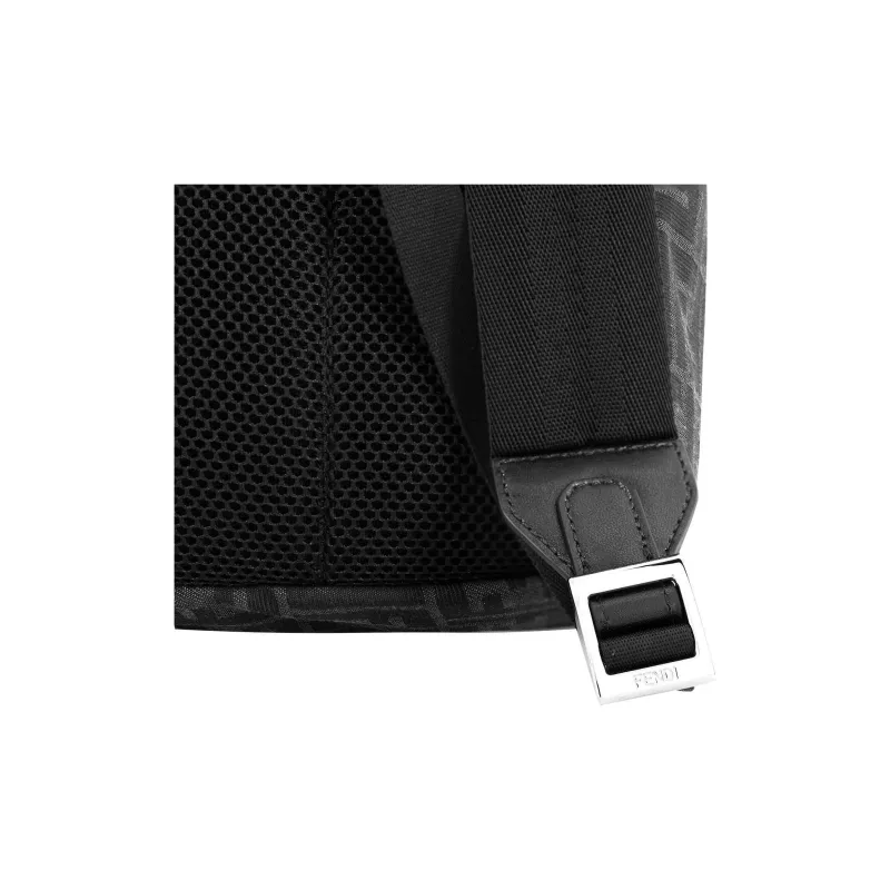 FENDI Calfskin Backpack Medium Size Men's Black-6