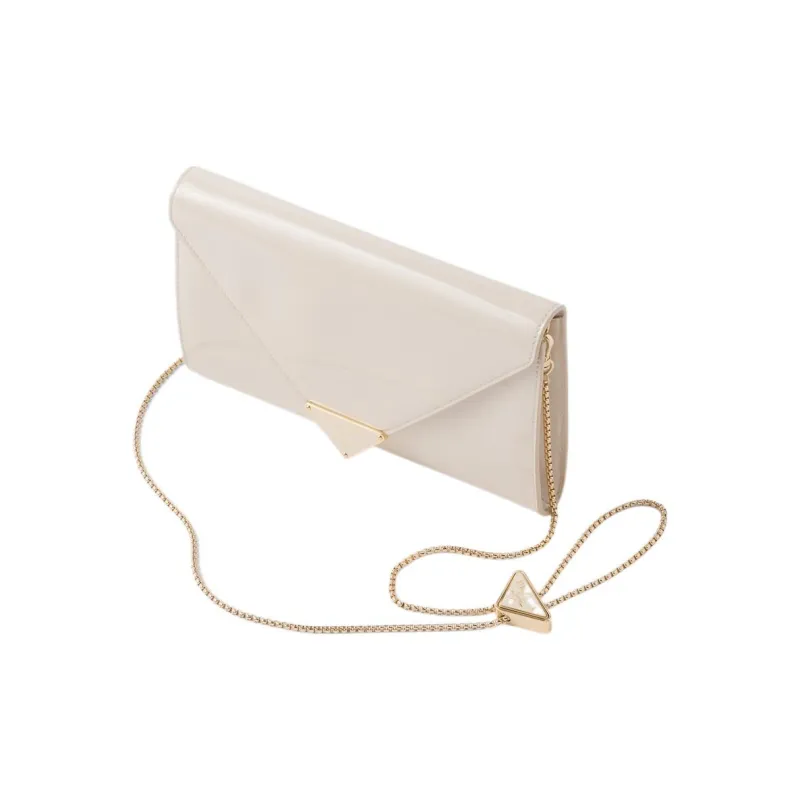 PRADA Patent Leather Clutch Mini Women's Ivory-1