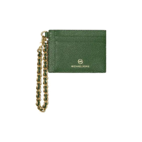 MICHAEL KORS Litchi Grain Leather Card Holder Small Size Women's Amazon Green