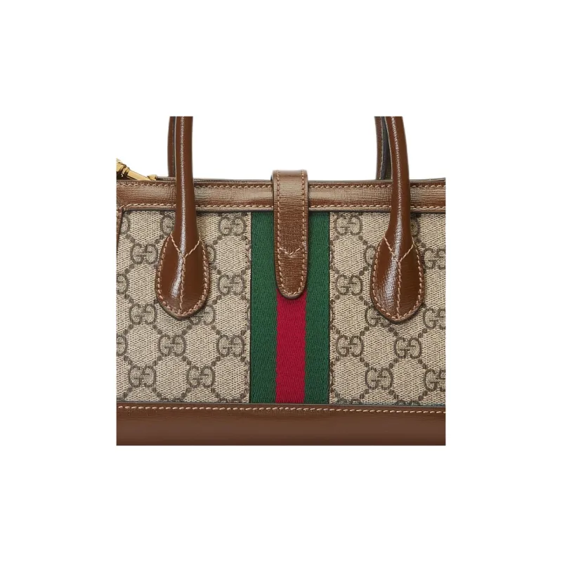 GUCCI Jackie 1961 Canvas With Leather Shoulder Bag, Crossbody Bag, Handbag Small Size Women's Beige & Ebony-8