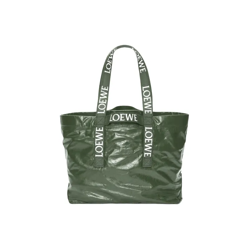 LOEWE Cow Leather Tote Bag, Shopping Bag, Shoulder Bag, Handbag Regular Men's Dark Green-3