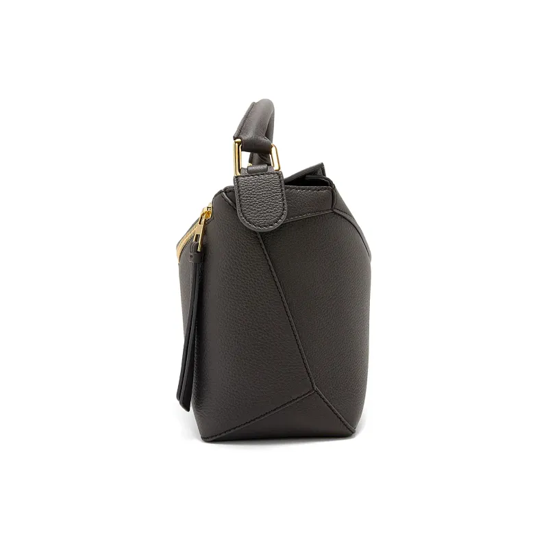 LOEWE Puzzle Soft Grain Cow Leather Shoulder Bag, Crossbody Bag, Handbag Trumpets Women's Dark Gray-4