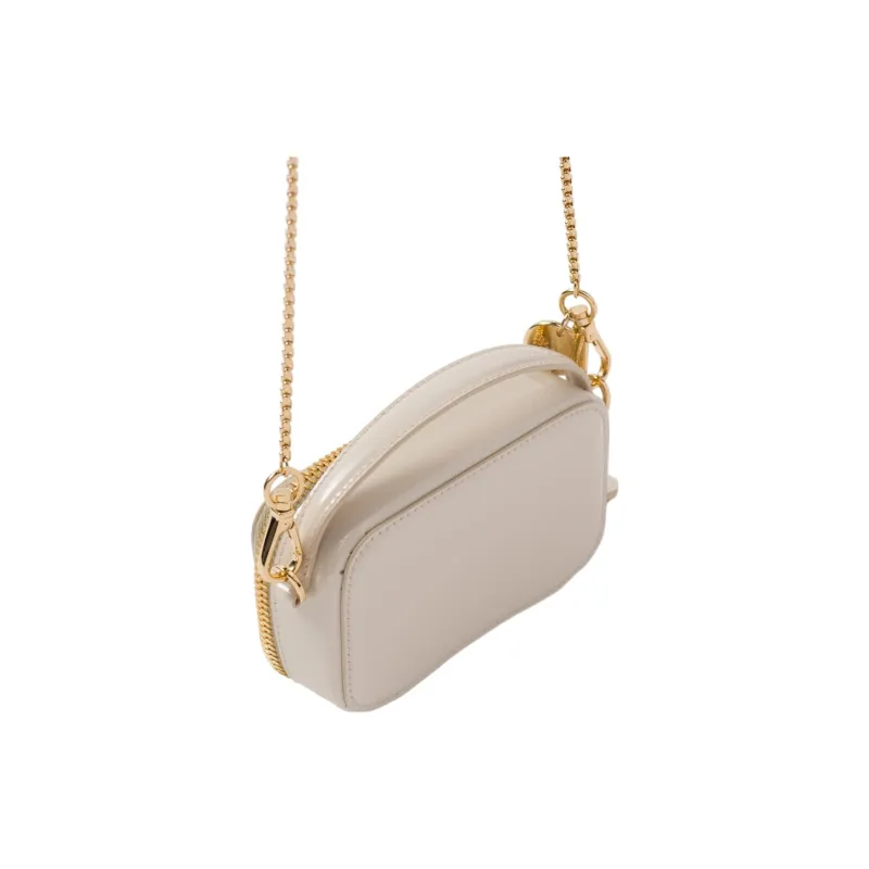 PRADA Patent Leather Clutch Mini Women's Ivory-3