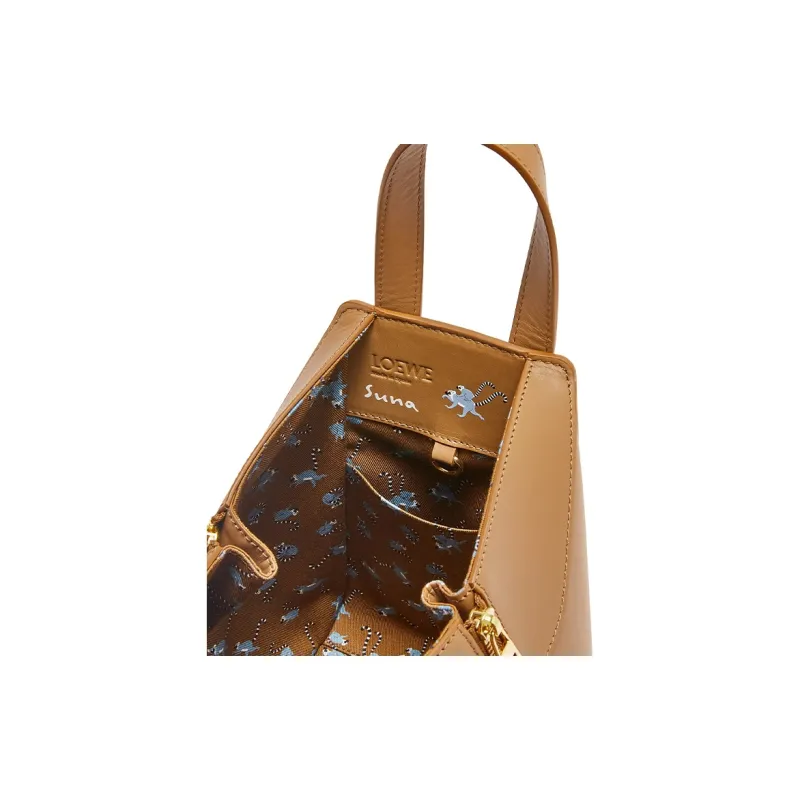 LOEWE Suna Fujita Collaboration Hammock Satin Cow Leather Shoulder Bag Crossbody Bag Handbag Women's Oak Brown-6