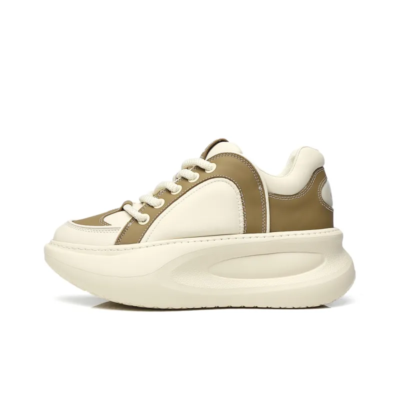 15 MINS Cushioning Wear Resistant Low Top Chunky Sneakers Men's Ecru Khaki-0