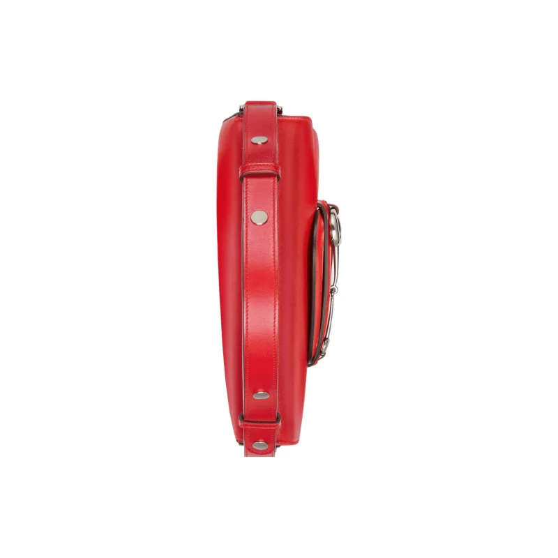 GUCCI Horsebit 1955 Leather Handbag Shoulder Bag Small Size Women's Red-5