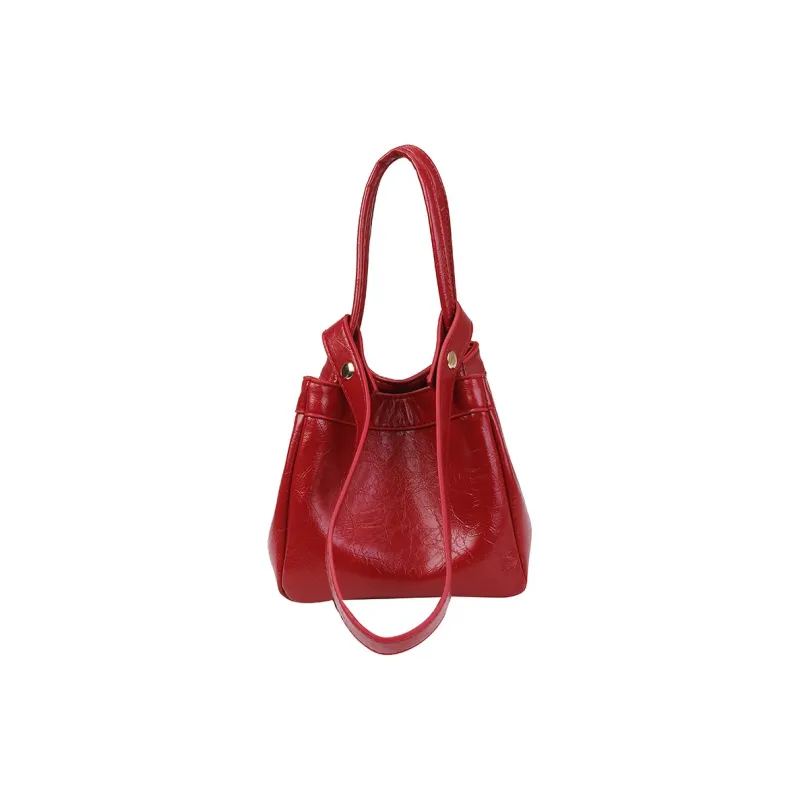 PULUWIRR PU Bucket Bag Wings, Handbag, Shoulder Bag, Tote Bag, Shoulder Bag Regular Women's Black/Red/Silver-6