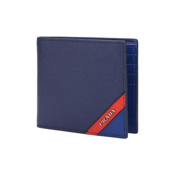 PRADA Cow Leather Wallet Men's Blue