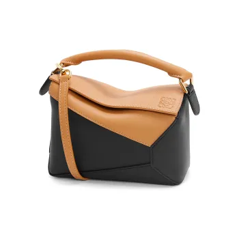 LOEWE Puzzle Cow Leather Shoulder Bag, Crossbody Bag, Handbag Mini Women's Warm Sand Yellow & Black