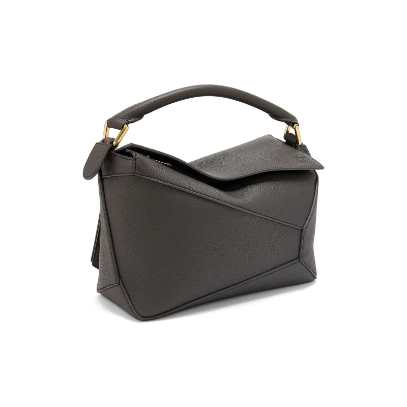 LOEWE Puzzle Soft Grain Cow Leather Shoulder Bag, Crossbody Bag, Handbag Trumpets Women's Dark Gray-3