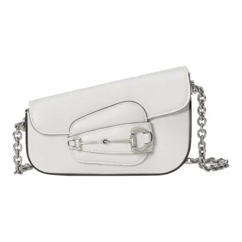 GUCCI Horsebit 1955 Leather Handbag, Shoulder Bag Women's White