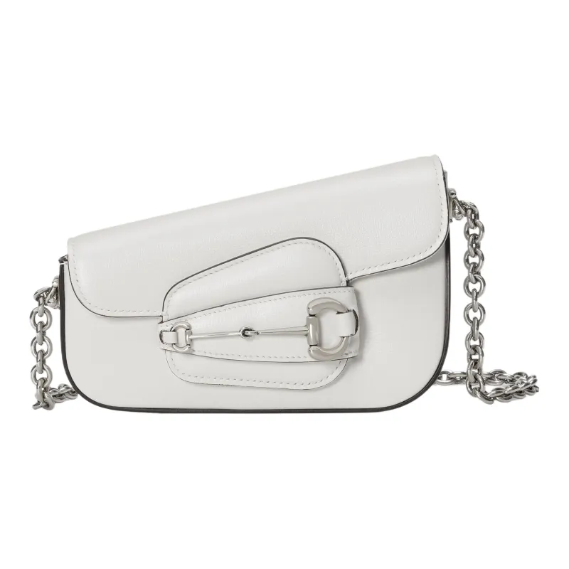 GUCCI Horsebit 1955 Leather Handbag, Shoulder Bag Women's White-0