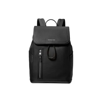 MICHAEL KORS Hudson Litchi Grain Leather Backpack Men's Black