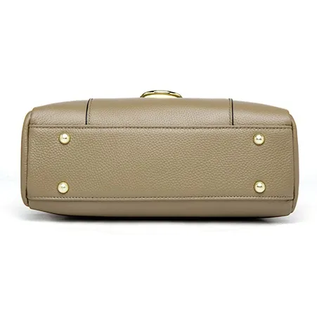 Espin Top Grain Cow Leather Small Square Bag Shoulder Bag Medium Size Women's Black/Khaki/Lake Green/Gold Brown-4