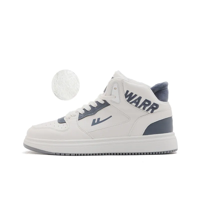 Warrior Wear-resistant Lightweight Breathable And Non-slip. High-Top Skateboard Shoes Men's Beige Blue-0