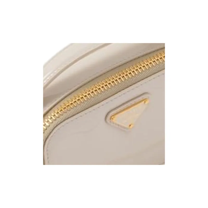PRADA Patent Leather Clutch Mini Women's Ivory-4