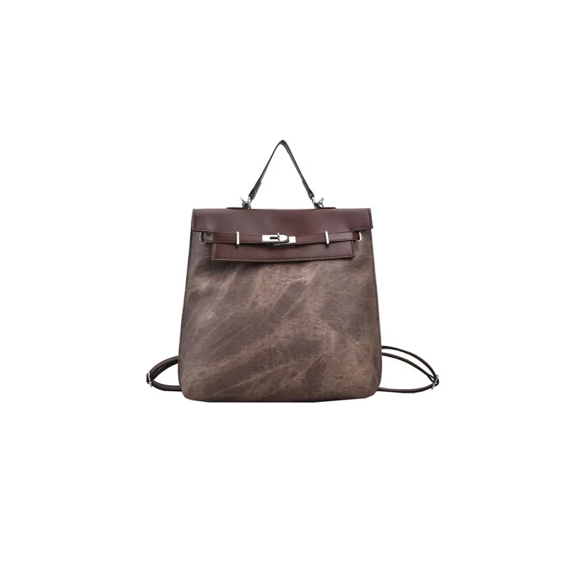 MARKANGARO PU Kelly Bag Handbag Backpack Large Size Women's Coffee/Blue/Mud-1