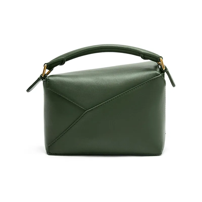 LOEWE Suna Fujita Collaboration Puzzle Satin Cow Leather Shoulder Bag Crossbody Bag Handbag Mini Women's Dark Green-4
