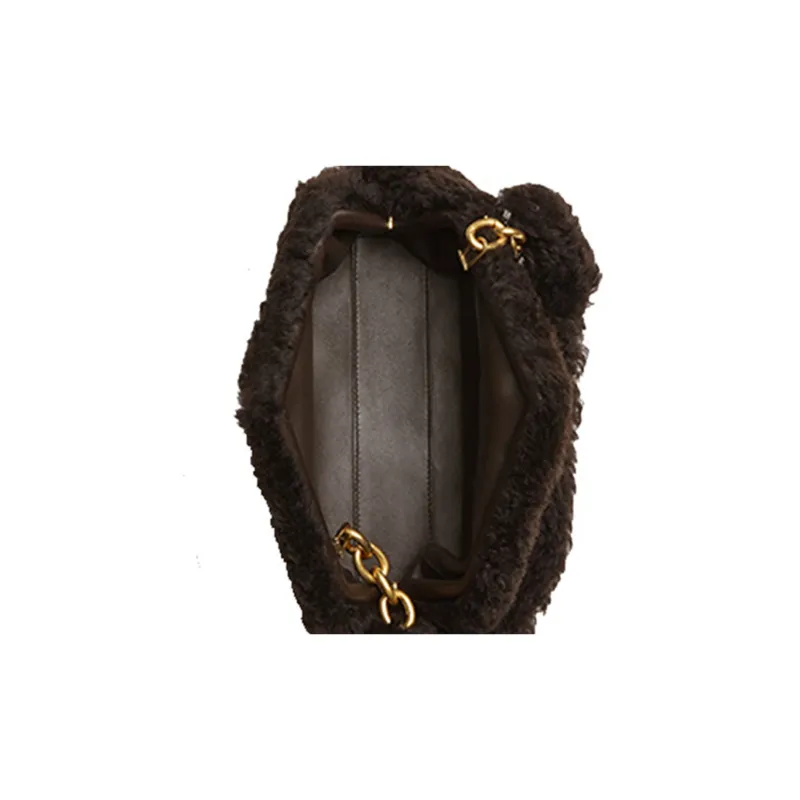 Bottega Veneta Sheepskin Clutch Women's Dark Brown-4