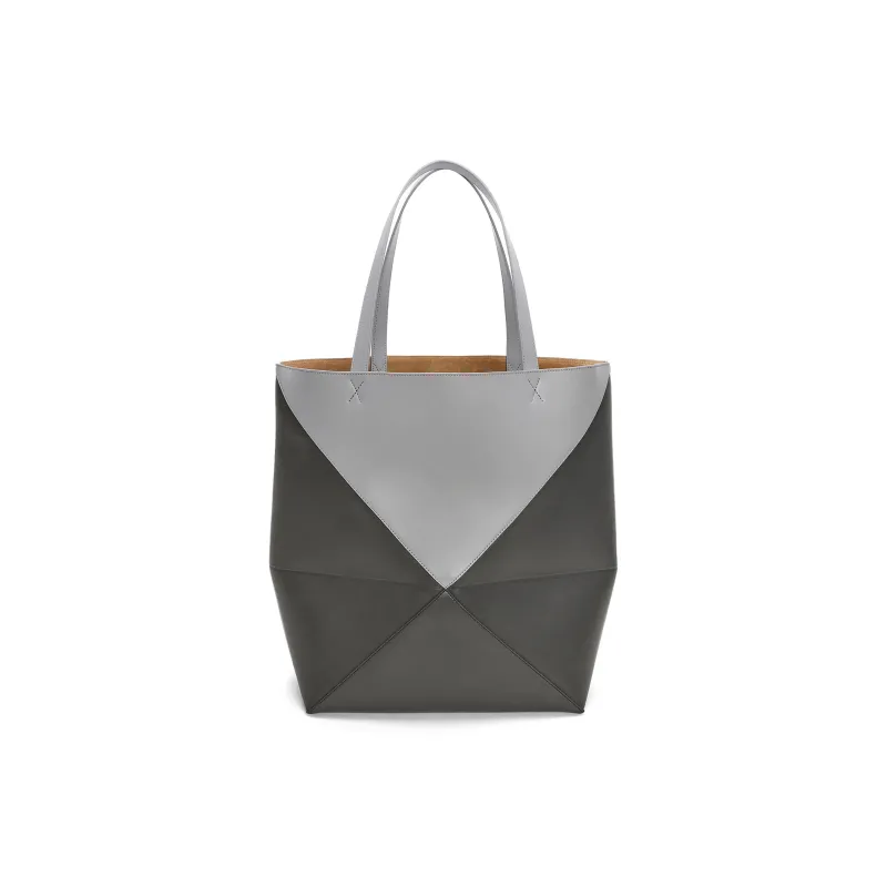 LOEWE Shiny Cow Leather Tote Bag, Shopping Bag, Shoulder Bag, Handbag Tubas Men's Pearl Gray & Dark Gray-5