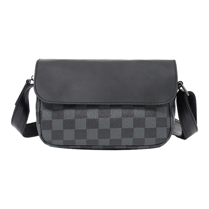 ALNI BITTON PU Crossbody Bag Regular Men's Black/Earth Yellow/Black Plaid/Gray/Pattern Black-0