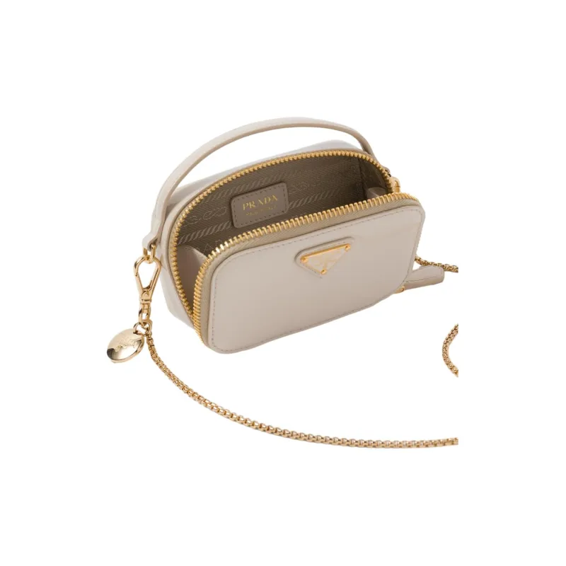 PRADA Patent Leather Clutch Mini Women's Ivory-2