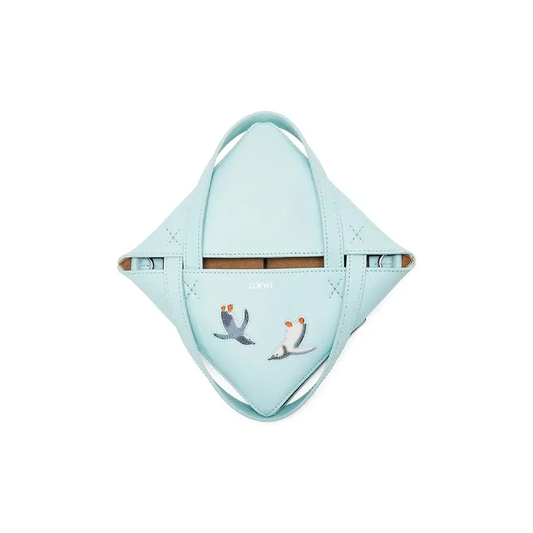 LOEWE Suna Fujita Collaboration Shiny Cow Leather Handbag Mini Women's Iceberg Blue-6