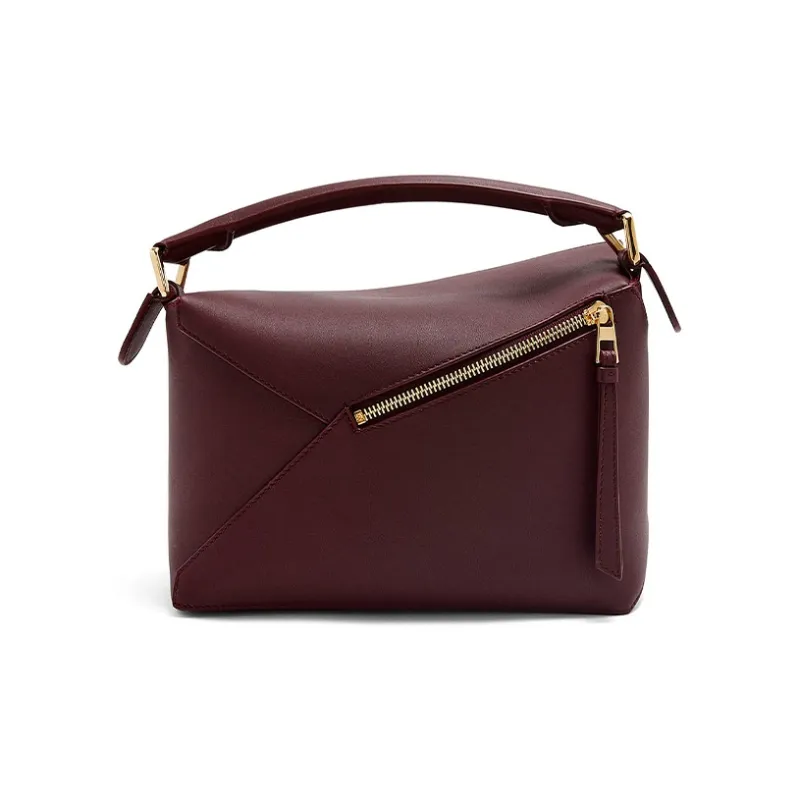 LOEWE Puzzle Cow Leather Handbag, Shoulder Bag, Crossbody Bag Trumpets Women's Dark Burgundy Red-3