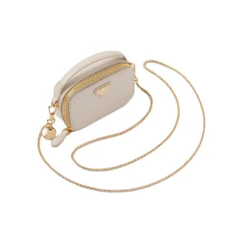 PRADA Patent Leather Clutch Mini Women's Ivory