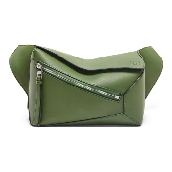 LOEWE Puzzle Cow Leather Fanny Pack Small Size Men's Forest Green
