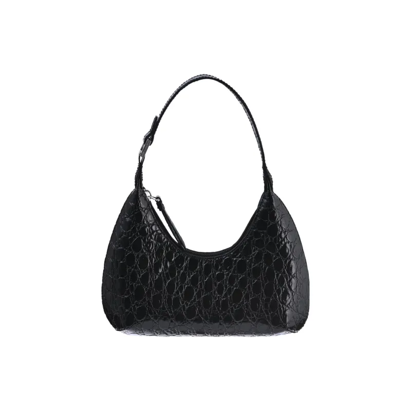 By Far Baby Amber Calfskin Crescent Bag, Handbag, Shoulder Bag, Crossbody Bag Regular Women's Black-2