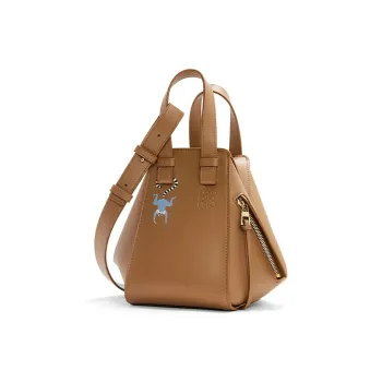 LOEWE Suna Fujita Collaboration Hammock Satin Cow Leather Shoulder Bag Crossbody Bag Handbag Women's Oak Brown