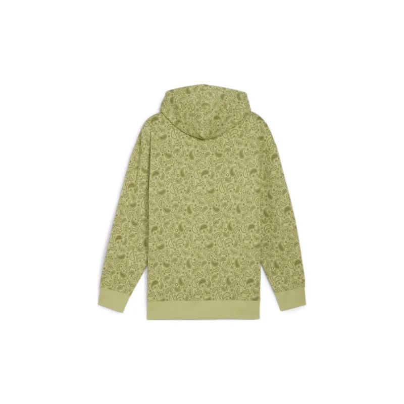 PUMA CLASSICS PAISLEYLUXE AOP Hoodie Fleece Sweatshirt Men's Green-1