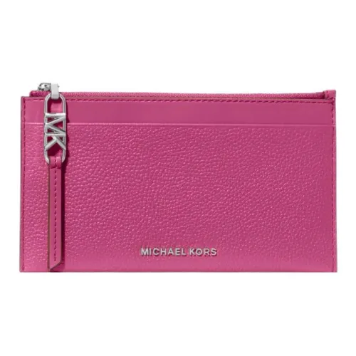 MICHAEL KORS Litchi Grain Leather Wallets Card Holders Large Size Women's Dark Purple Red