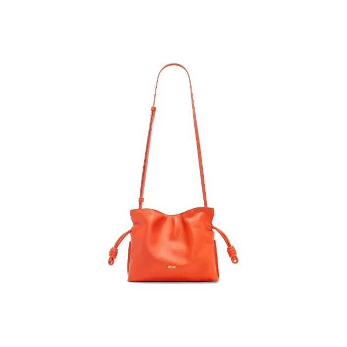 LOEWE Flamenco Nappa Cow Leather Clutch Mini Women's Vivid Orange-3