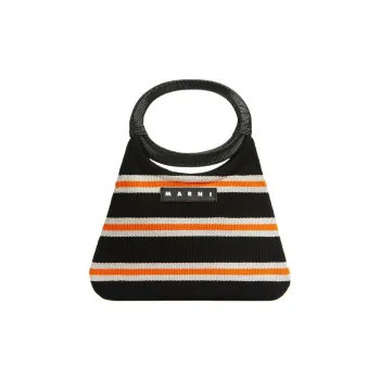 MARNI Cotton Handbag Regular Women's Black & Orange