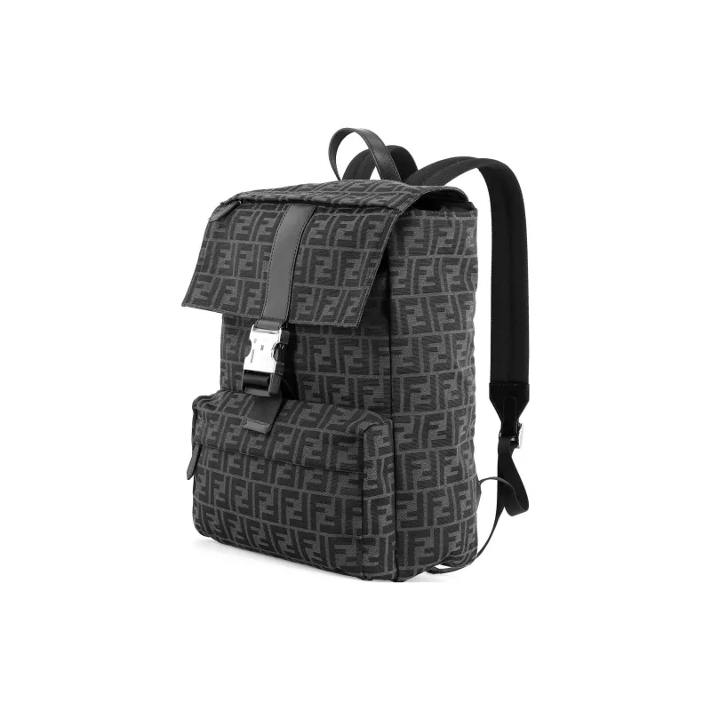 FENDI Calfskin Backpack Medium Size Men's Black-1