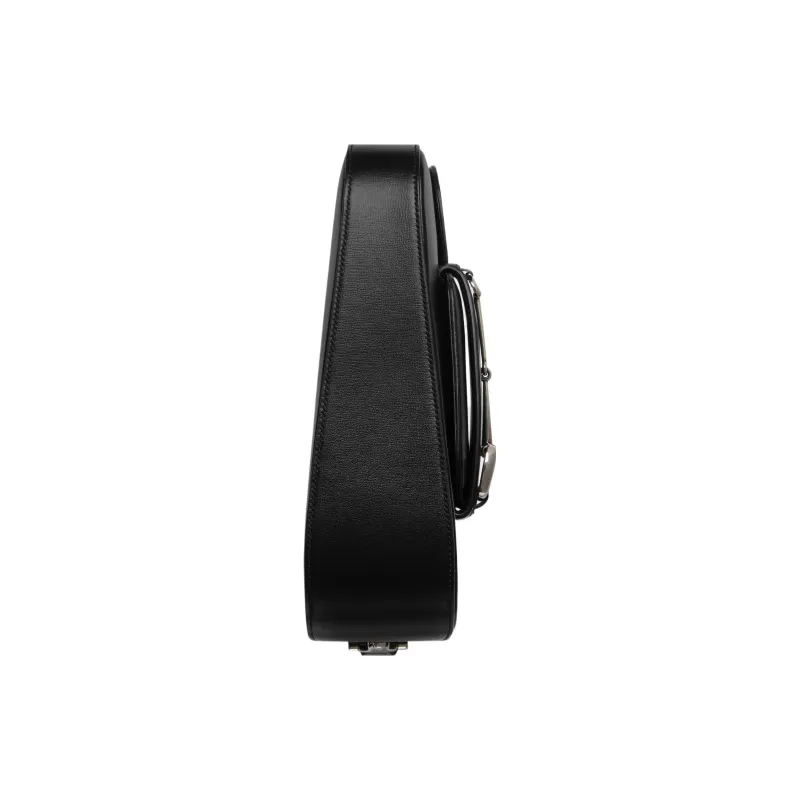 GUCCI Horsebit 1955 Leather Handbag Shoulder Bag Small Size Women's Black-3